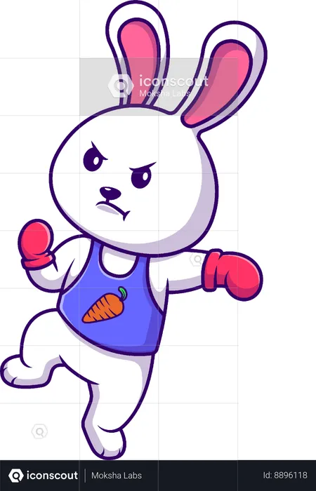 Lapin faisant de la boxe  Illustration