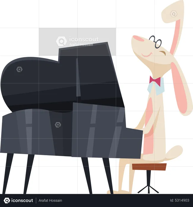 Lapin jouant du piano  Illustration