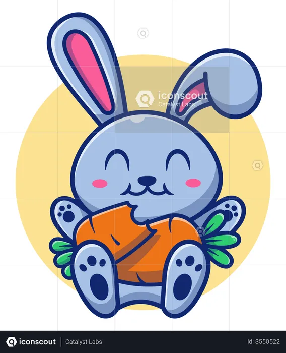 Lapin mignon mangeant des carottes  Illustration