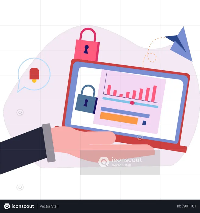 Laptop data is locked  Illustration