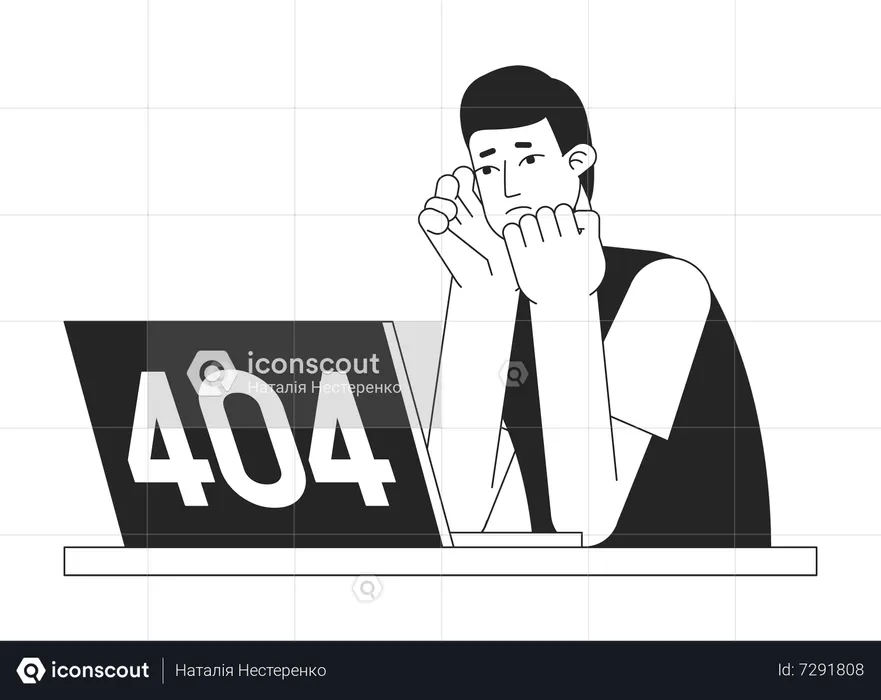 Laptop frustration 404 flash message  Illustration