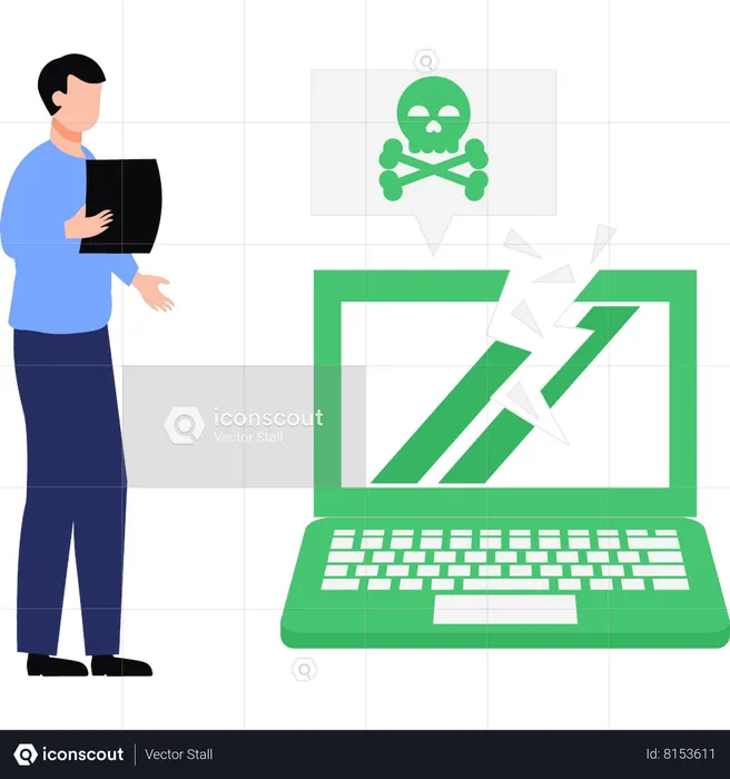Laptop Has Virus  Illustration
