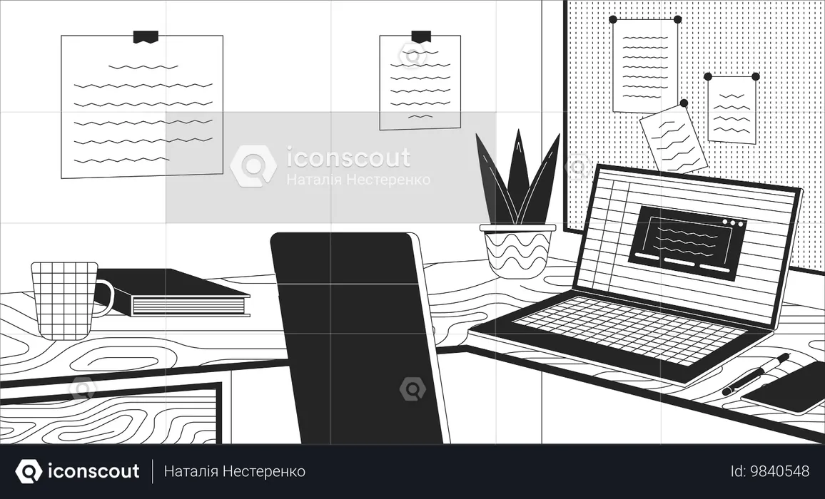 Laptop-Homeoffice-Schreibtisch  Illustration