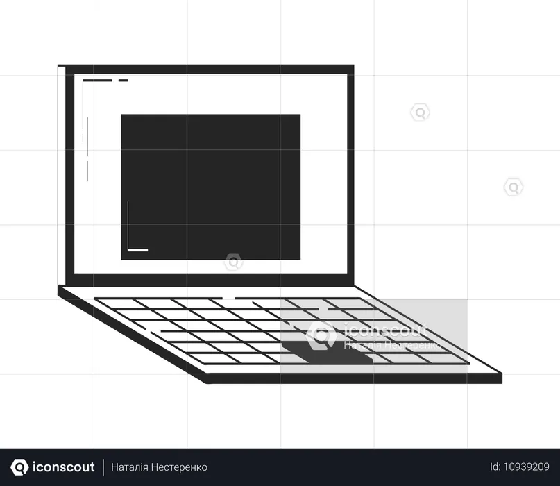 Laptop aberto minimalista com janela da web vazia em exibição  Ilustração