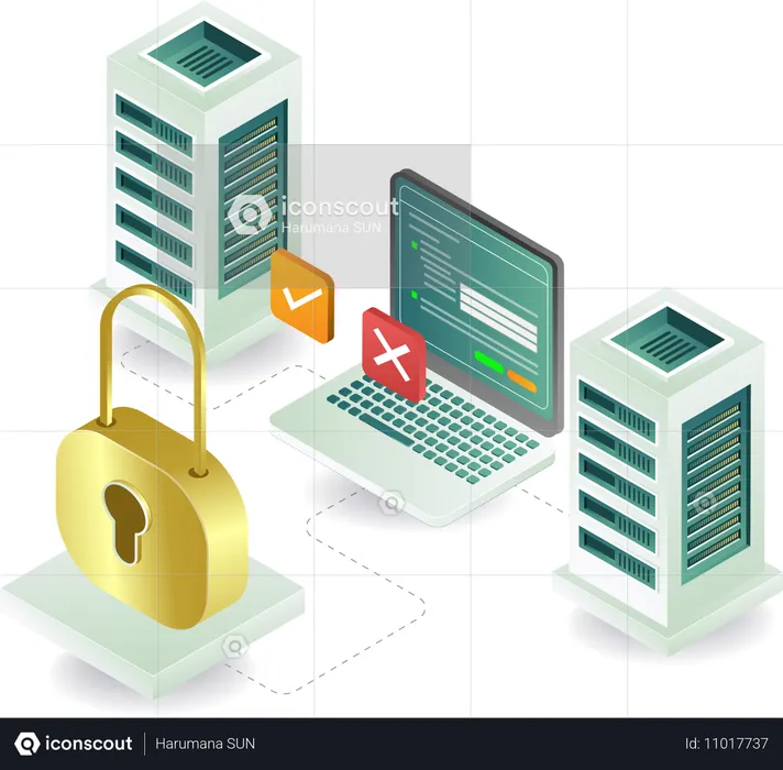 Laptop security password not access  Illustration