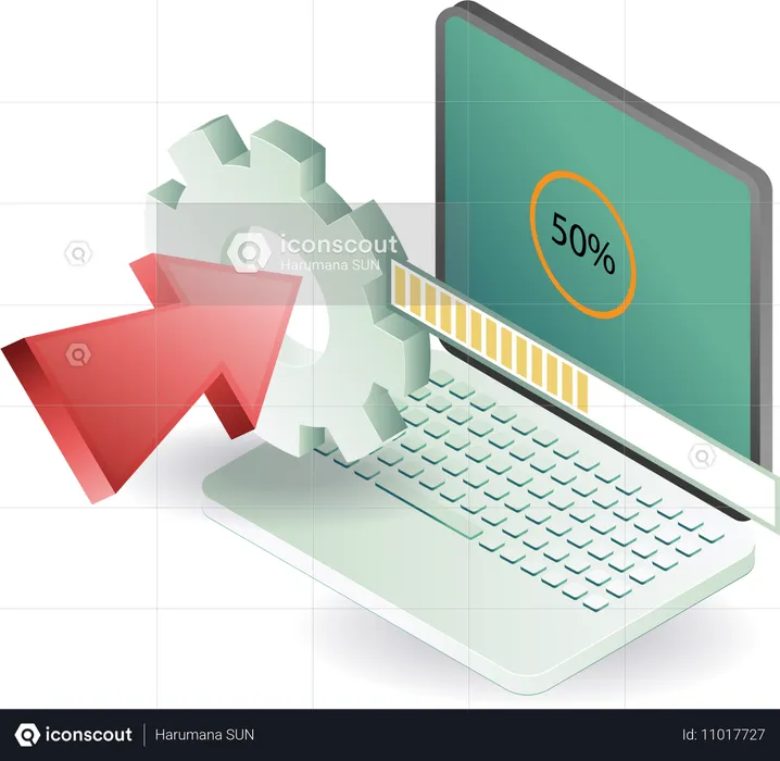 Laptop update process technology  Illustration