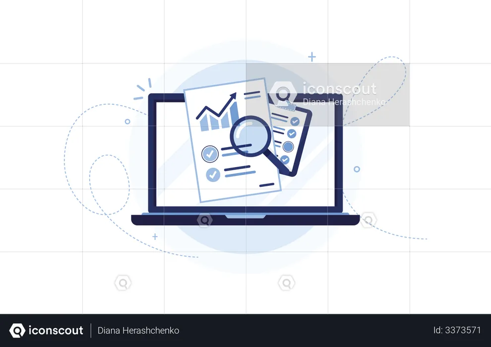 Laptop with sales analytics  Illustration