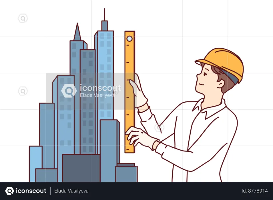 L'architecte construit un gratte-ciel  Illustration