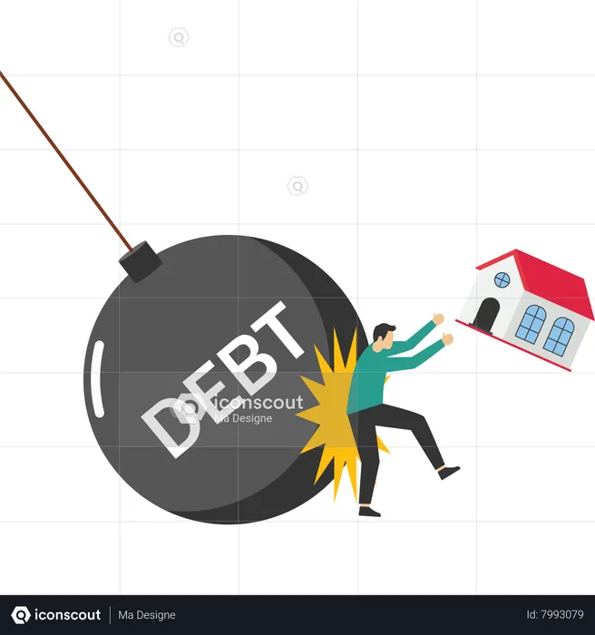 Large amount of debt affects the home  Illustration
