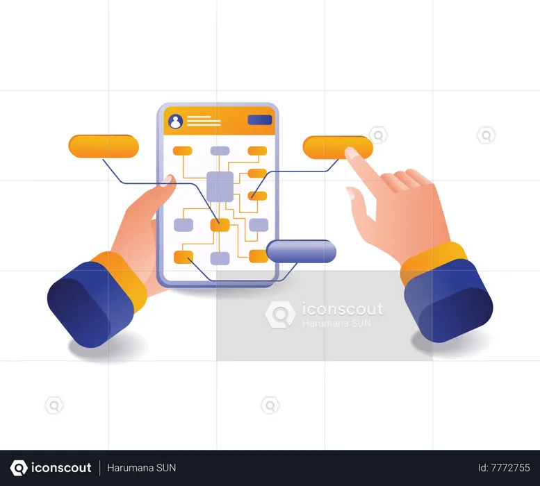 Las manos controlan los negocios de la empresa de forma remota  Ilustración