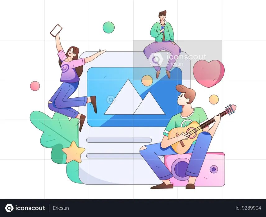 La gente está viendo sus imágenes de redes sociales.  Ilustración