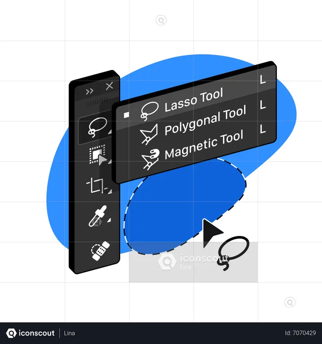 Lasso Polygonal Magnetic tool  Illustration