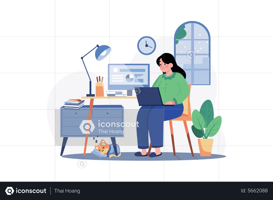 Late Night Work  Illustration