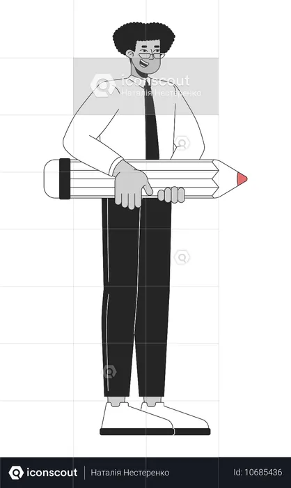 Lateinamerikanischer Mann Büroangestellter mit Bleistift  Illustration