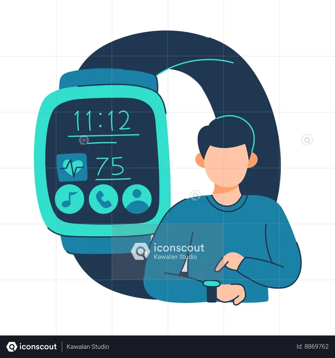 L'athlète utilise l'interface de la montre intelligente  Illustration