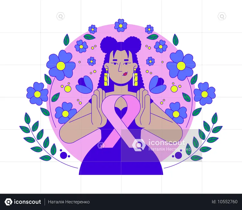 Latin american feminist promoting breast cancer awareness  Illustration