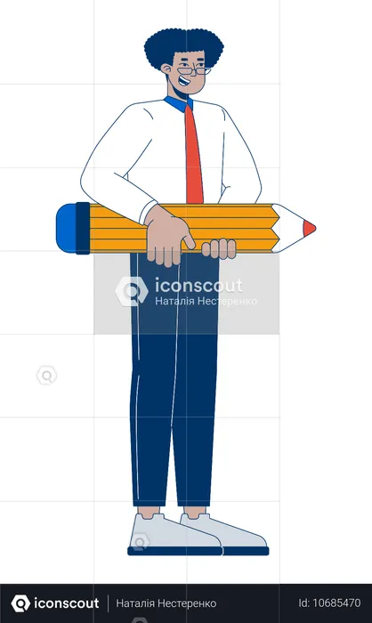 Latin american man office worker with pencil  Illustration