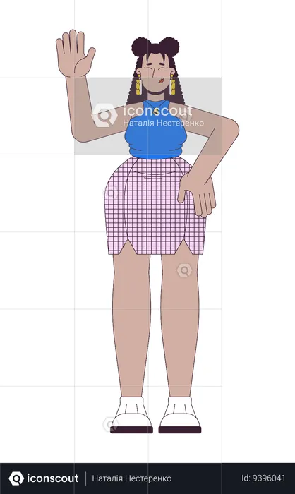 Latina female with overweight raising hand  Illustration