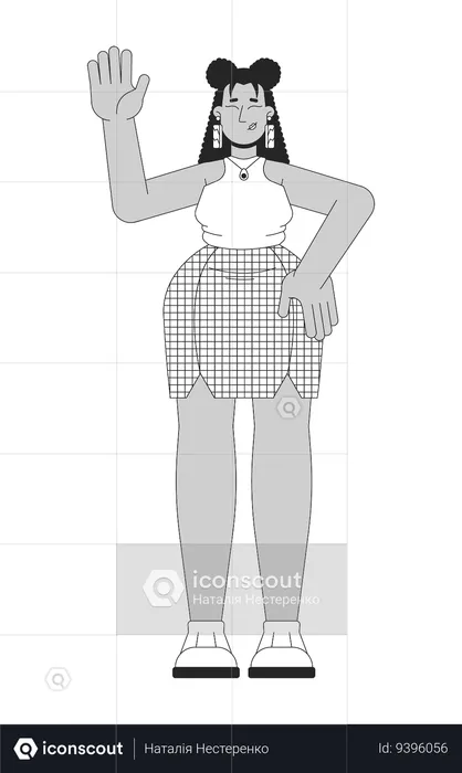 Latina female with overweight raising hand  Illustration