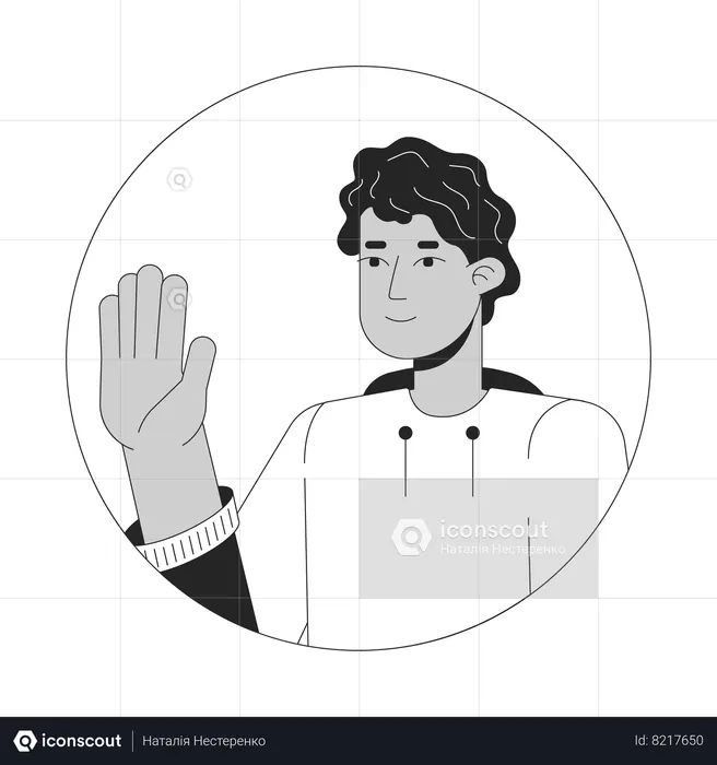 Latino young man saying hello  Illustration