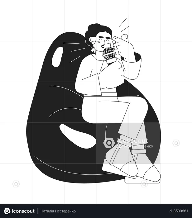 Laughing african american man beanbag chair  Illustration