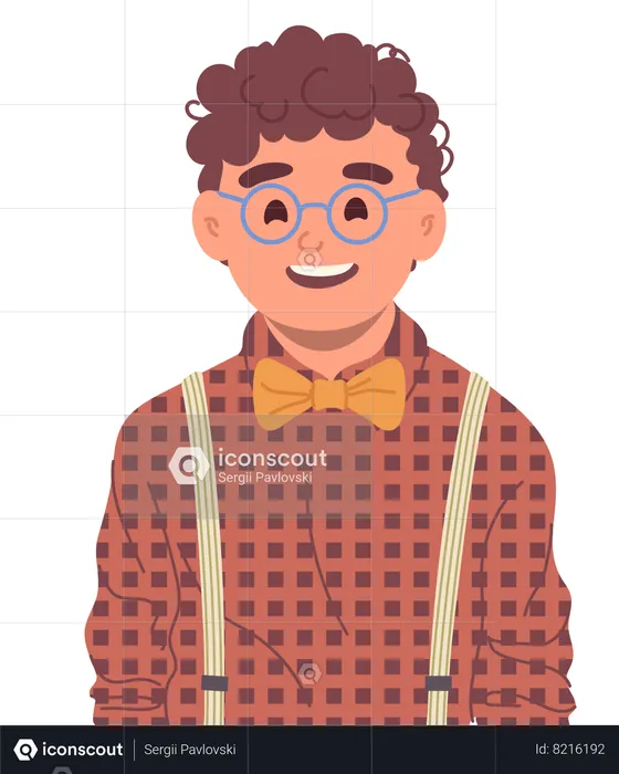 Laughing boy nerd student wearing eyeglasses  Illustration