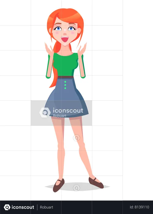 Laughing Woman with Closed Eyes and Open Mouth  Illustration