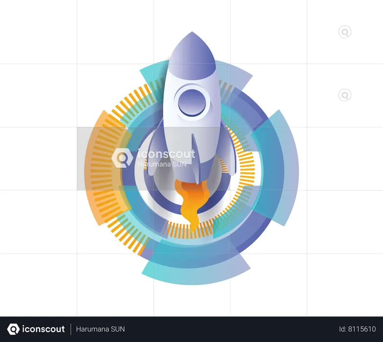 Launching rocket navigation buttons  Illustration
