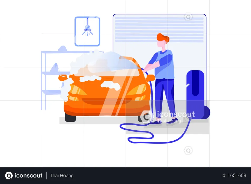 Lavagem de carros self-service  Illustration