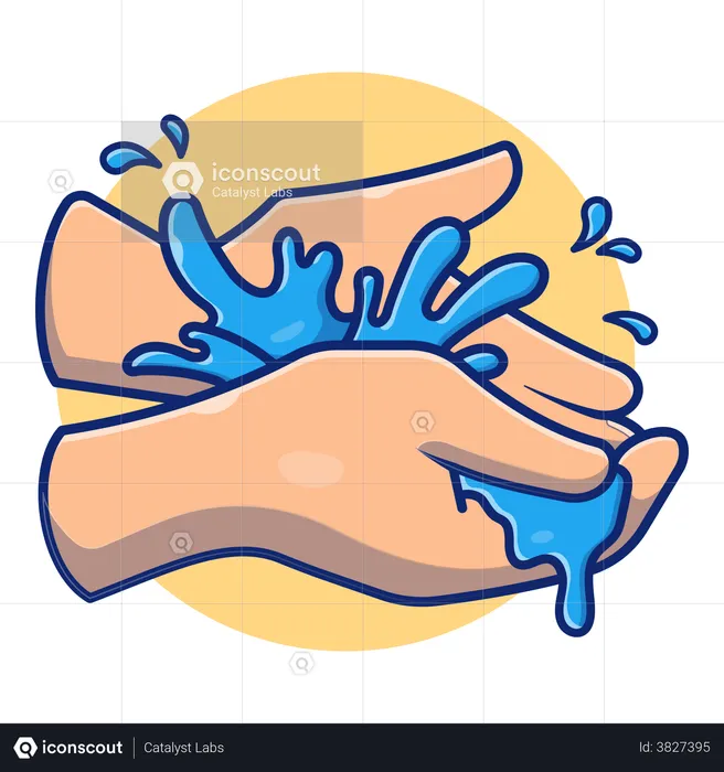Lavarse las manos con agua  Ilustración