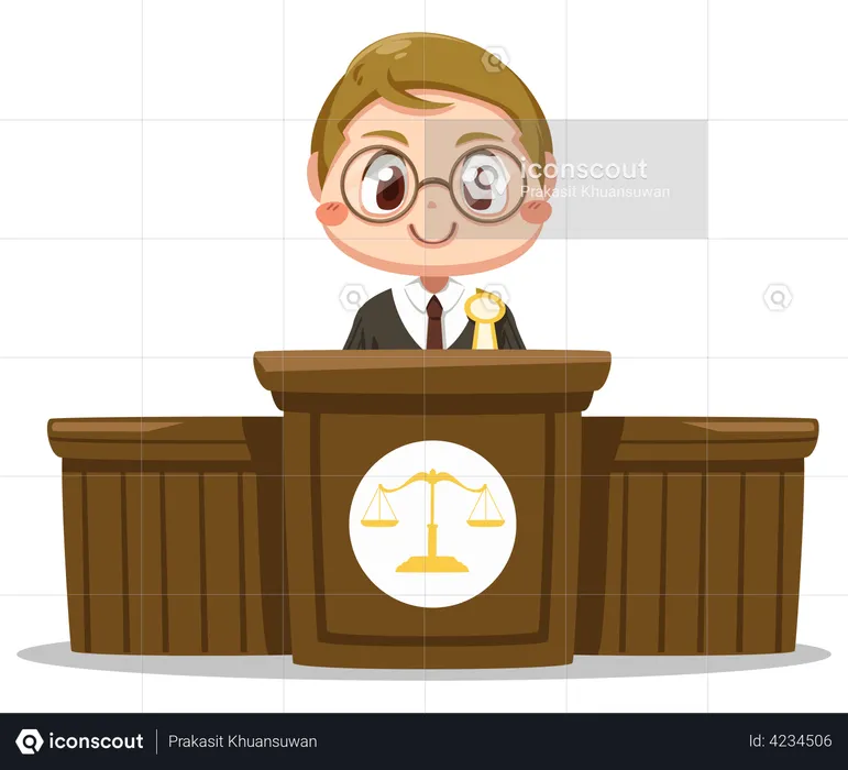 Law judge man in black robe  Illustration