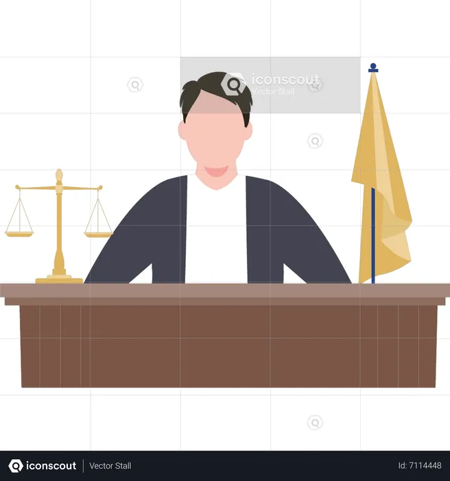 Lawyer is at his desk  Illustration