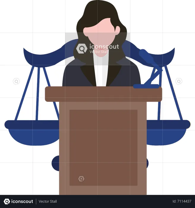 Lawyer stands in court  Illustration