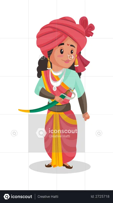Laxmi Bai holding her sword  Illustration