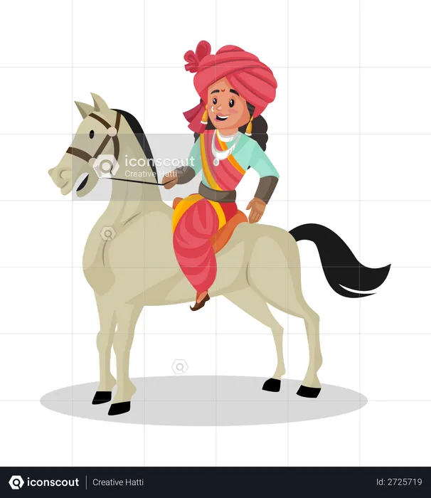 Laxmi Bai reitet  Illustration