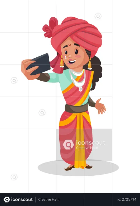 Laxmi Bai taking selfie  Illustration