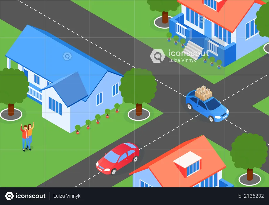 Layout Residential Area with Houses  Illustration