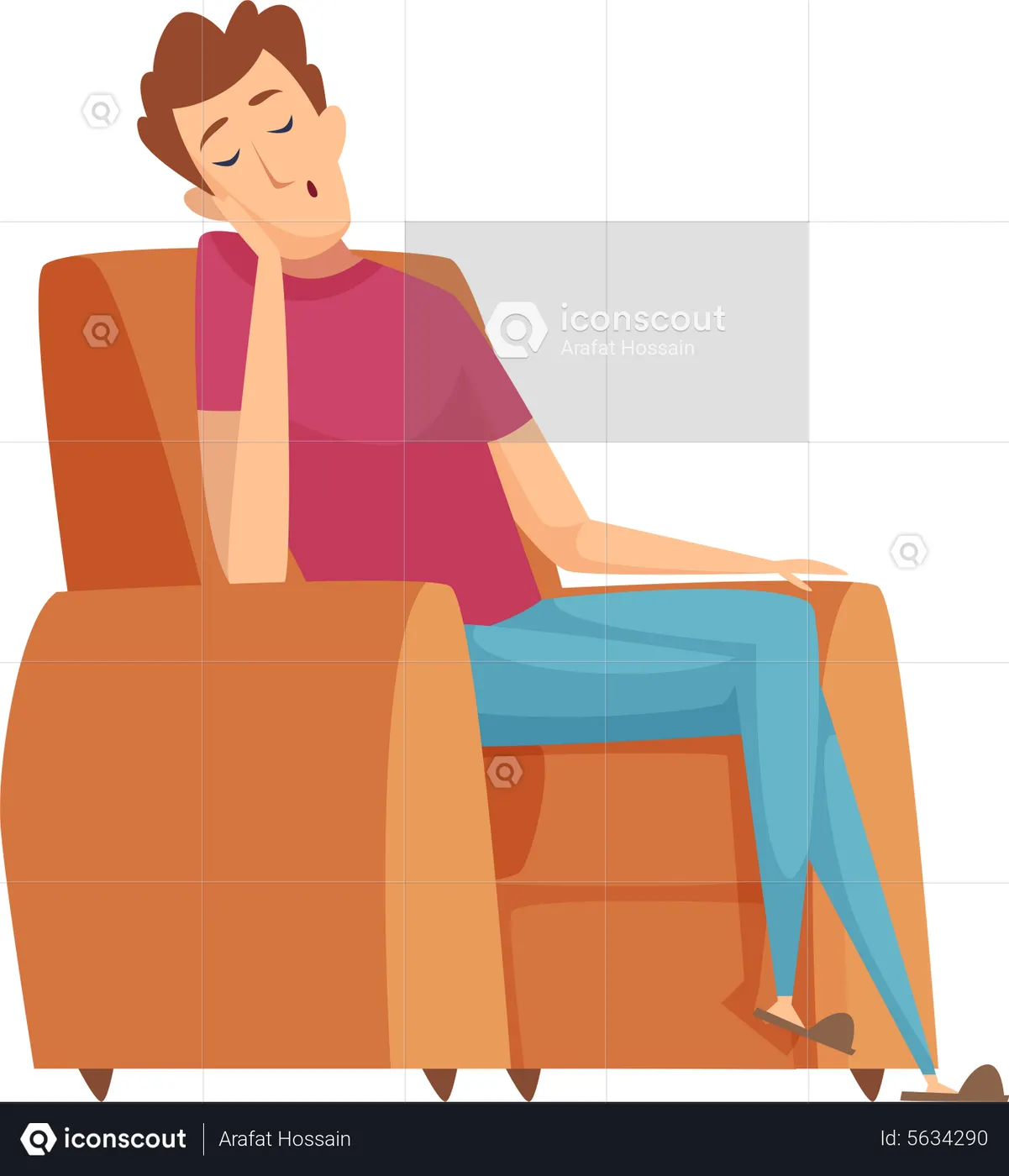 Best Lazy man sleeping on sofa Illustration download in PNG & Vector format