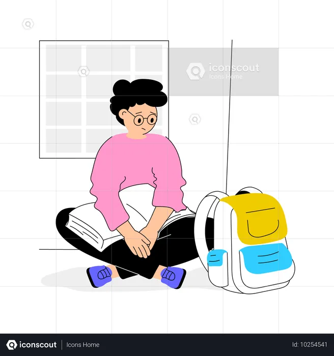 Lazy student don't want to go to school  Illustration