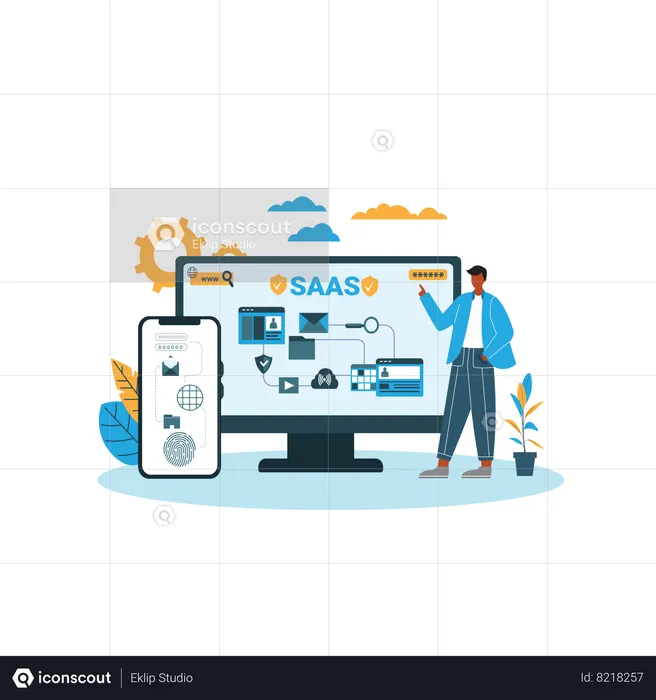 Le service de cybersécurité utilise la technologie Saas  Illustration