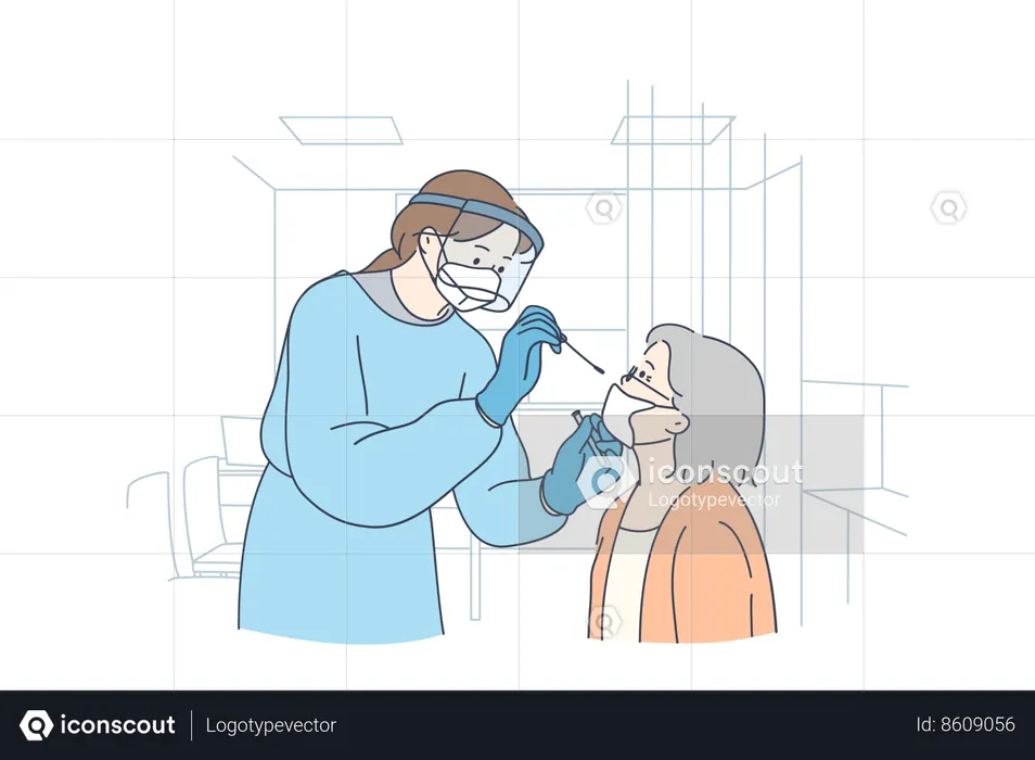 Le docteur fait un test rapide  Illustration