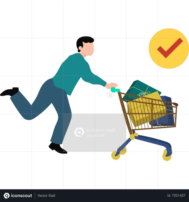 Le garçon fait du shopping  Illustration