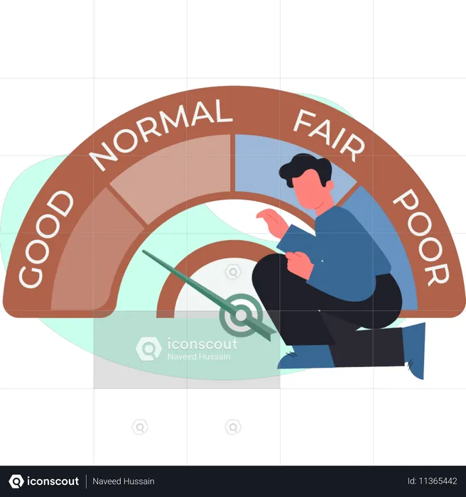 Le garçon montre un bon score de crédit  Illustration