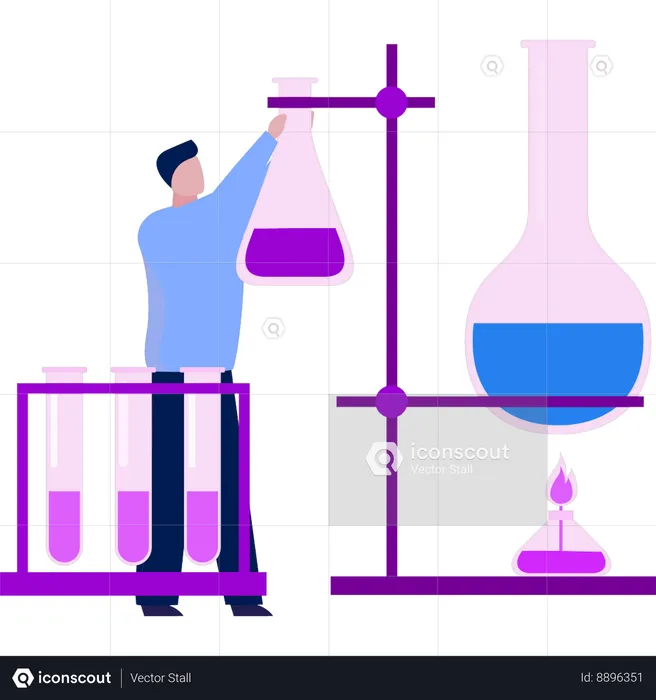 Le garçon montre les tubes du flacon  Illustration