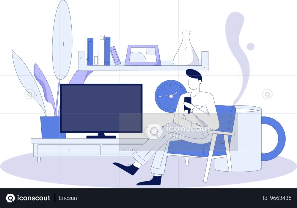 Le garçon regarde la télévision  Illustration