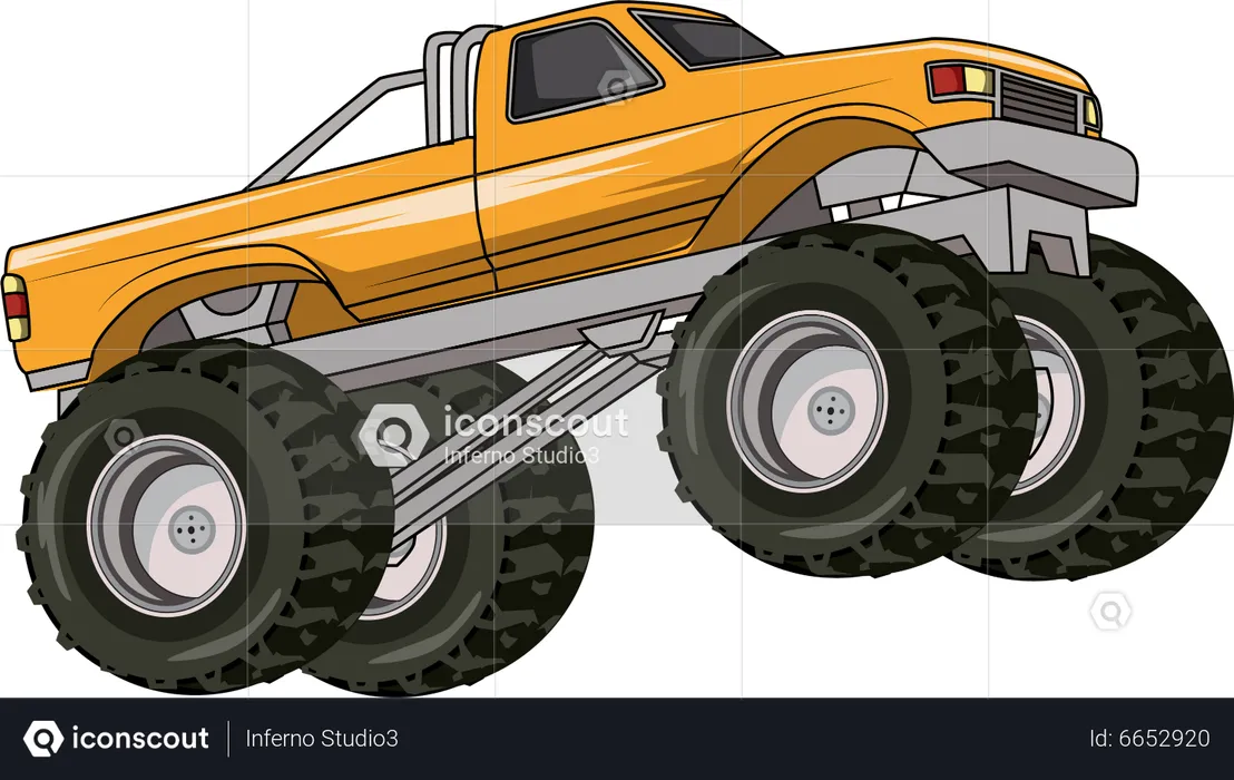 Le gros camion monstre jaune  Illustration