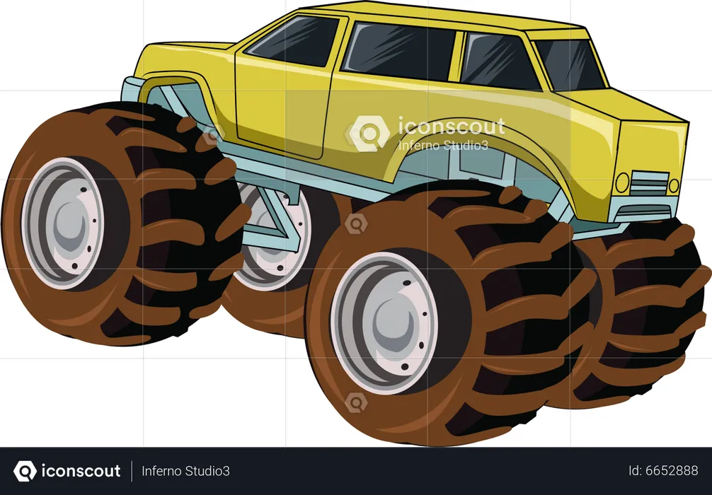 Le gros camion monstre jaune  Illustration