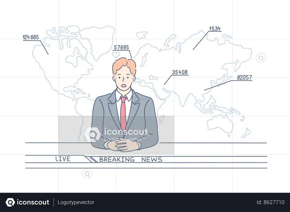 Le journaliste diffuse des informations en direct  Illustration