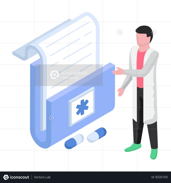 Le médecin consulte le dossier médical  Illustration