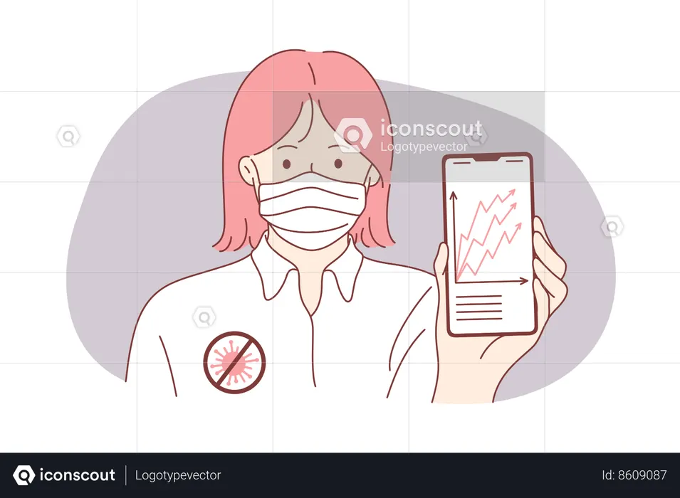 Le médecin consulte le graphique du danger de la maladie  Illustration